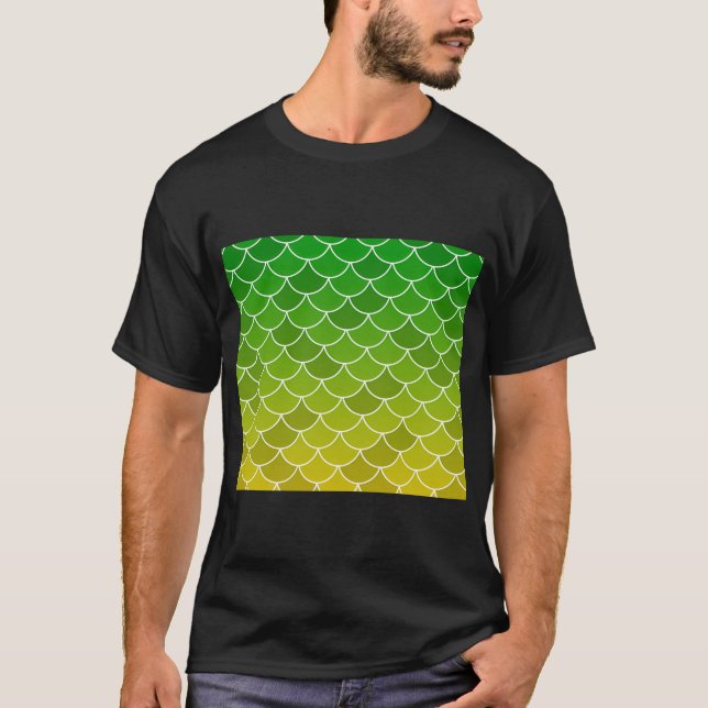 T-shirt Écailles de poisson vert jaune (Devant)
