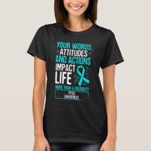 T-shirt Écart post-traumatique de stress Mois Ruban Turqu