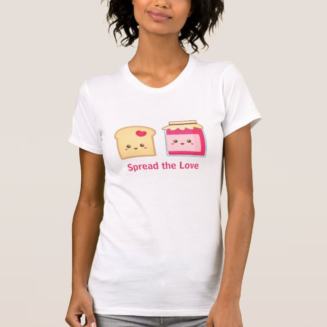 T-shirt Écartez l'amour avec du pain grillé et la (Devant)