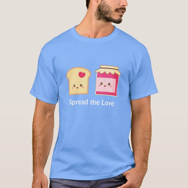 T-shirt Écartez l'amour avec du pain grillé et la (Devant)