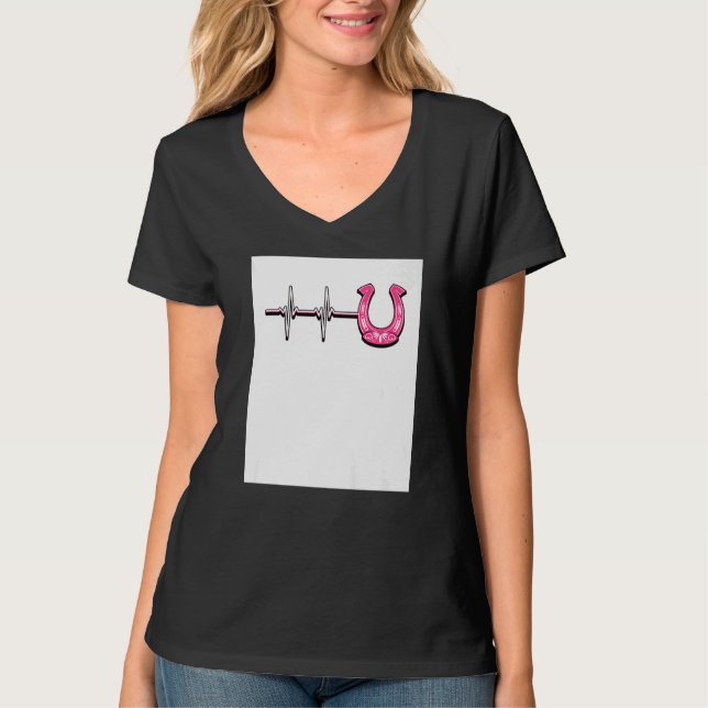 T-shirt Ecg Heartbeat Graphic Horse Lover Equestrian Rider (Devant)