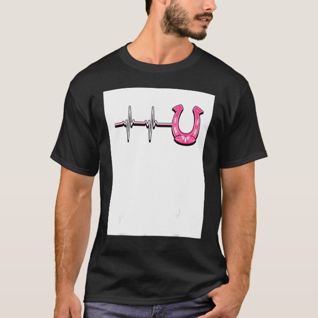T-shirt Ecg Heartbeat Graphic Horse Lover Equestrian Rider (Devant)