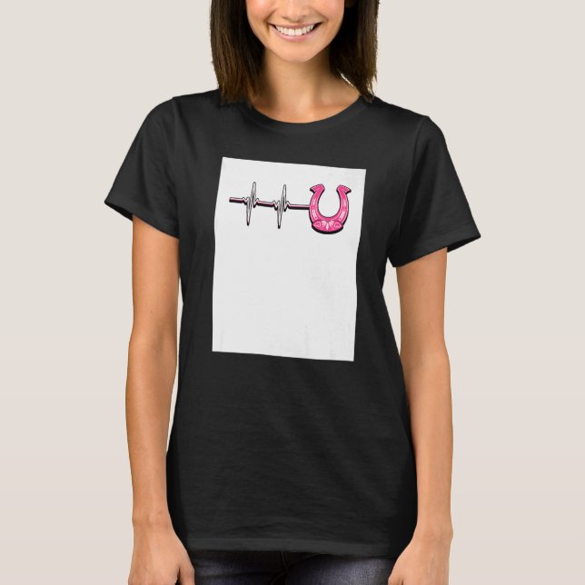 T-shirt Ecg Heartbeat Graphic Horse Lover Equestrian Rider (Devant)