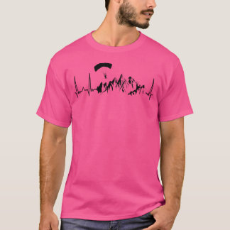 T-shirt Ecg Heartbeat Parachute Skydiver Extreme Sport Sky
