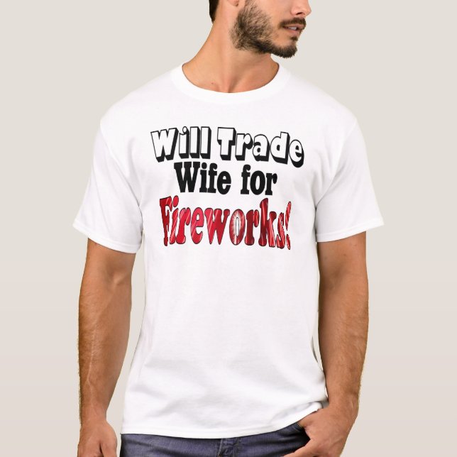 T-shirt Échange de femme pour des feux d'artifice (Devant)