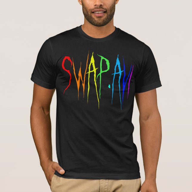 T-shirt Échange noir d'arc-en-ciel (Devant)