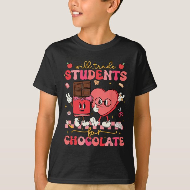 T-shirt Échangera élèves contre chocolat Professeur Valent (Devant)