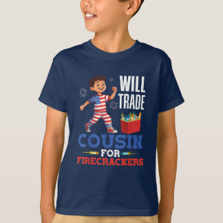 T-shirt Échangerai Cousin Contre Feux d'Artifice 4 Juillet