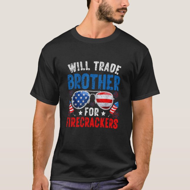 T-shirt Échangerai mon frère contre des pétards - Drapeau  (Devant)