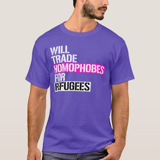 T-shirt Échangerons homophobes contre réfugiés (Devant)