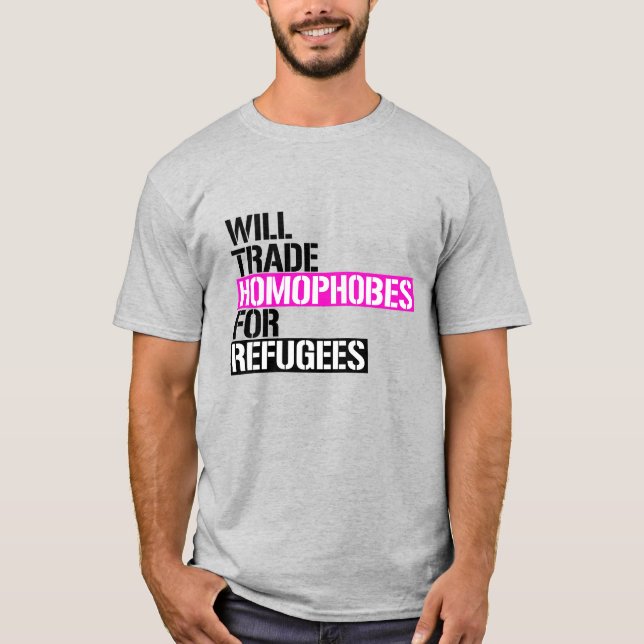 T-shirt Échangerons homophobes contre réfugiés (Devant)