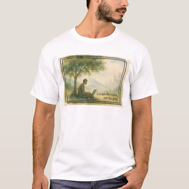 T-shirt Échapper au travail à distance de la nomade numéri (Devant)