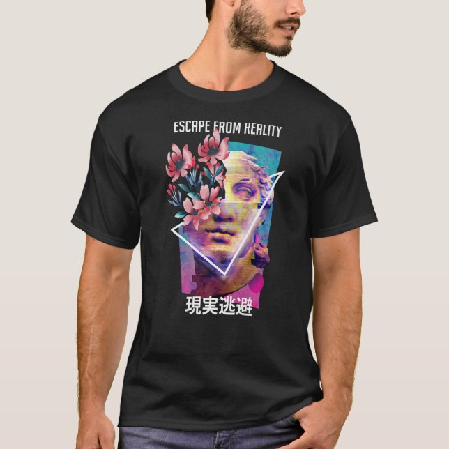 T-shirt Échapper de la réalité Vaporwave esthétique Japona (Devant)