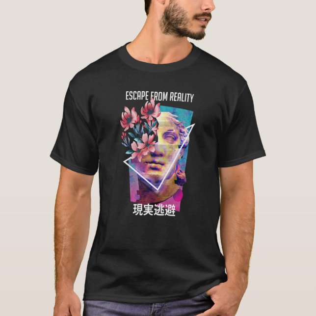 T-shirt Échapper de la réalité Vaporwave esthétique Japona (Devant)