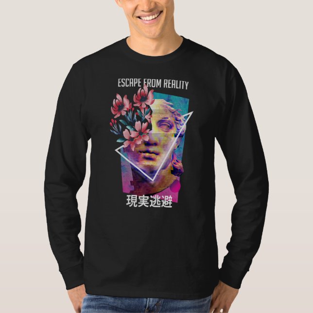 T-shirt Échapper de la réalité Vaporwave esthétique Japona (Devant)