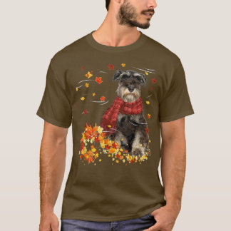 T-shirt Écharpe d'automne Miniature Schnauzer Chien Automn