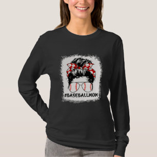 T-shirt Écharpe de baseball maman messy bun maman fière S