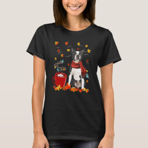 T-shirt Écharpe de chien Boston Terrier Chocolat Automne