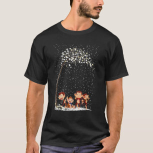 T-shirt Écharpe de singe d'hiver Arbre de Noël d'hiver Noë