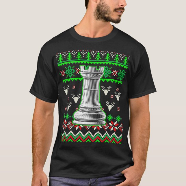 T-shirt Échecs de Noël moches Rook Chess (Devant)