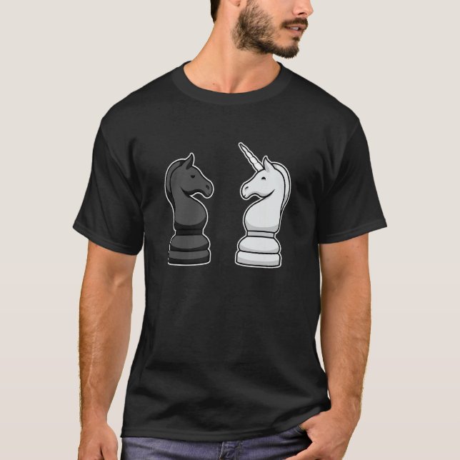 T-shirt Échecs Figure Chessboard I Horse Springer Unicorne (Devant)