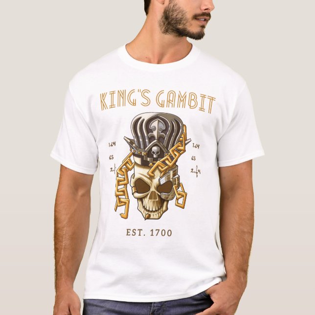 T-shirt Échecs King's Gambit Est 1700 Moves 1.e4 e5 2.f4 (Devant)
