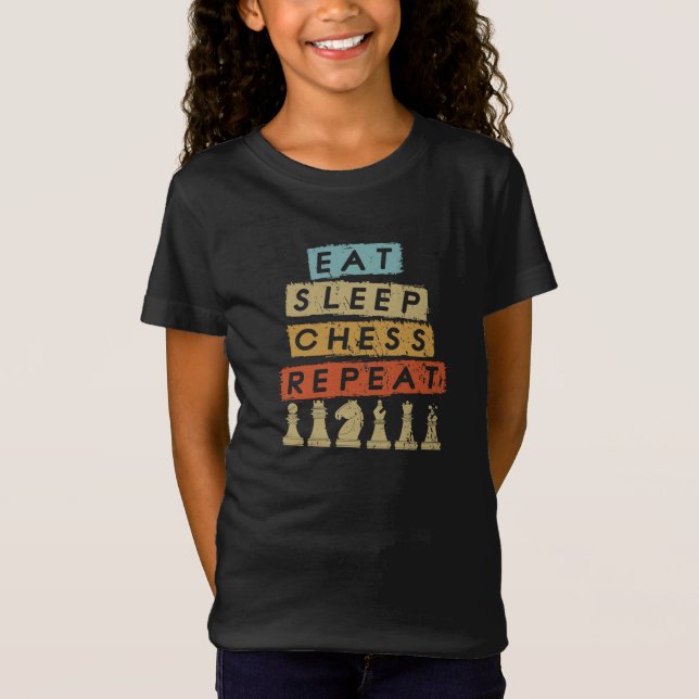T-Shirt Échecs - Manger Dormir Échecs Répéter (Devant)