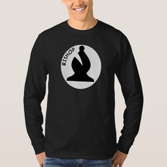 T-shirt Échecs Pièces Black Évêque Échecs Bishop Black Che (Devant)