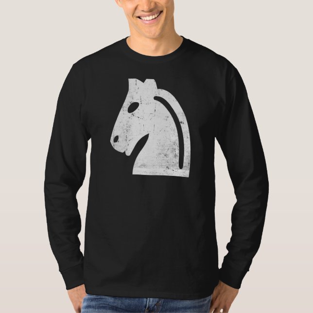 T-shirt Échecs Pièces Chevalier blanc Échecs Chevalier bla (Devant)