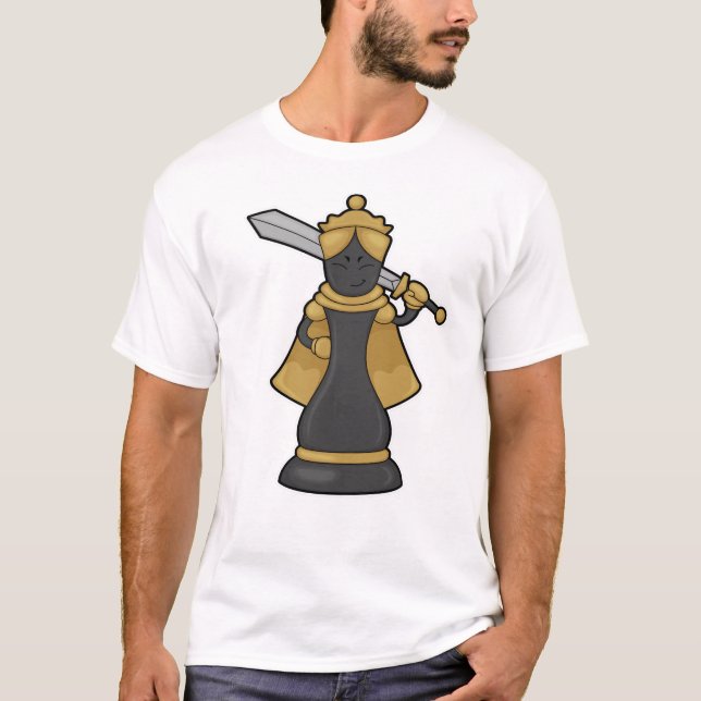T-shirt Échecs Queen au jeu d'échecs avec épée (Devant)
