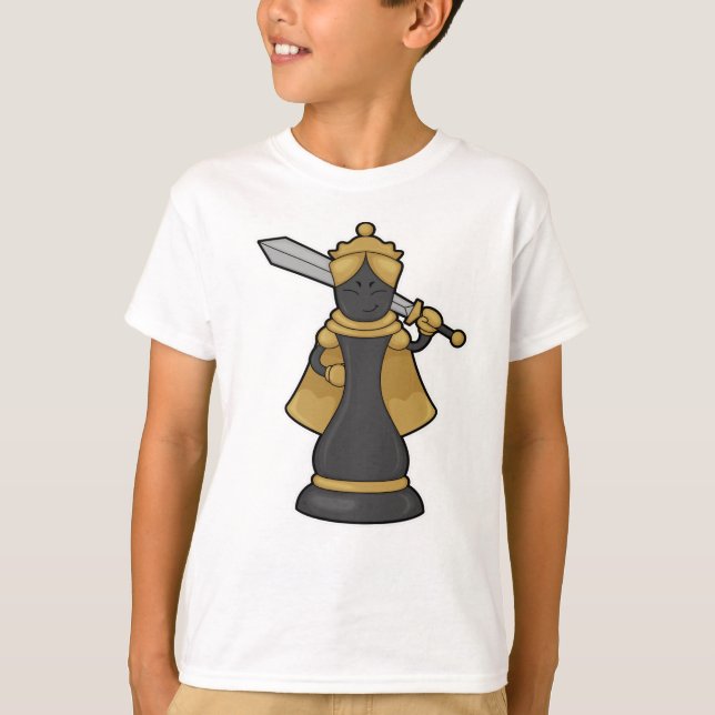 T-shirt Échecs Queen au jeu d'échecs avec épée (Devant)