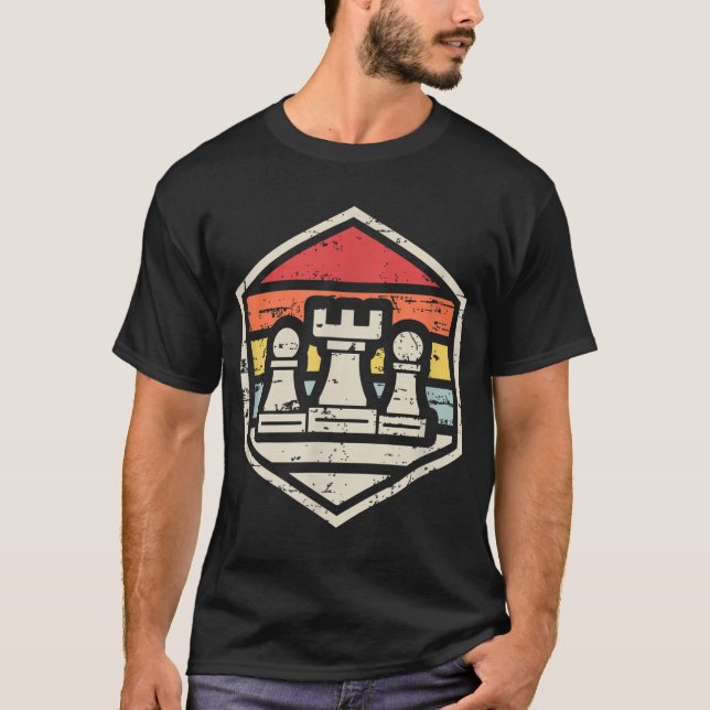 T-shirt Échecs Retro Badge Chess Rook 80s (Devant)