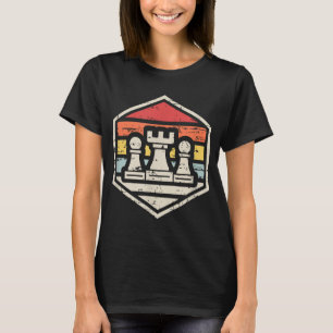 T-shirt Échecs Retro Badge Chess Rook 80s
