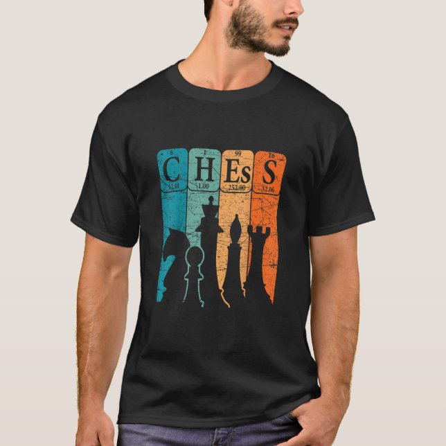 T-shirt Échecs Tableau Périodique Éléments Nerd Joueur d'é (Devant)