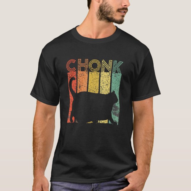 T-shirt Échelle de chat Chonk Mème Drôle Style Rétro Chat  (Devant)
