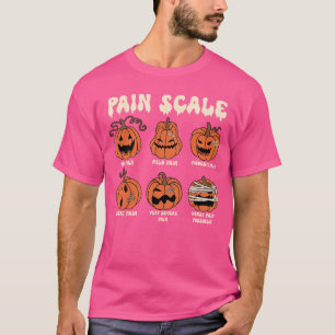 T-shirt Échelle de douleur Citrouille effrayante d'automne
