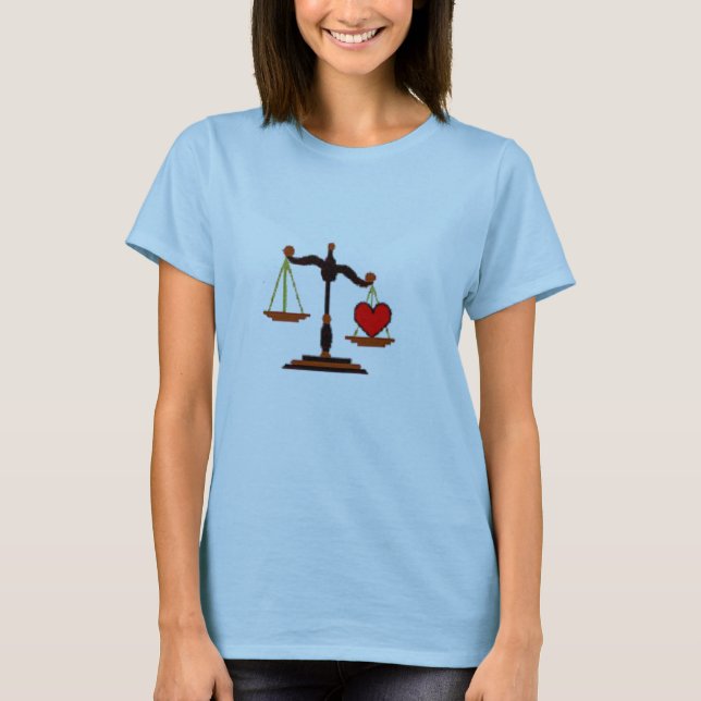 T-shirt Échelle de justice - avec le coeur (Devant)