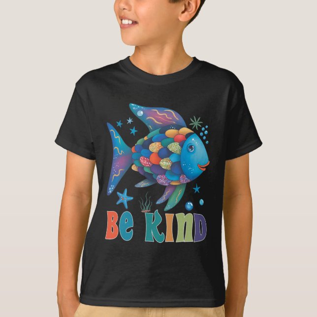 T-shirt Échelle de poisson arc-en-ciel enseignant de lectu (Devant)