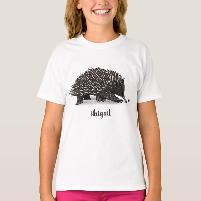 T-shirt Echidna mignonne avec dessin animé d'abeille (Devant)