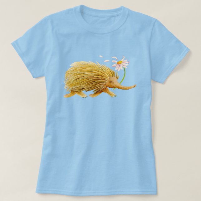 T-shirt Echidna whimsical aquarelle bois d'art animal (Design devant)