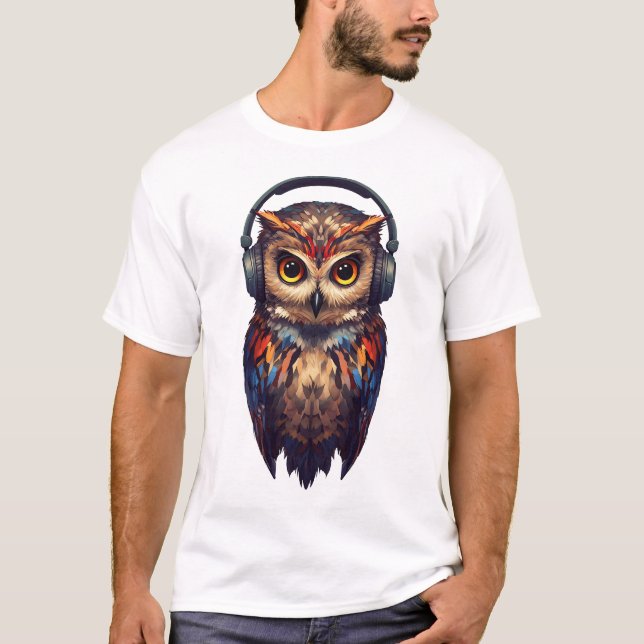 T-shirt Écho de minuit – Hibou abstrait avec âme (Devant)