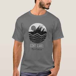 T-shirt Echo Lac Montagnes Vintages Randonnée Camping Mont