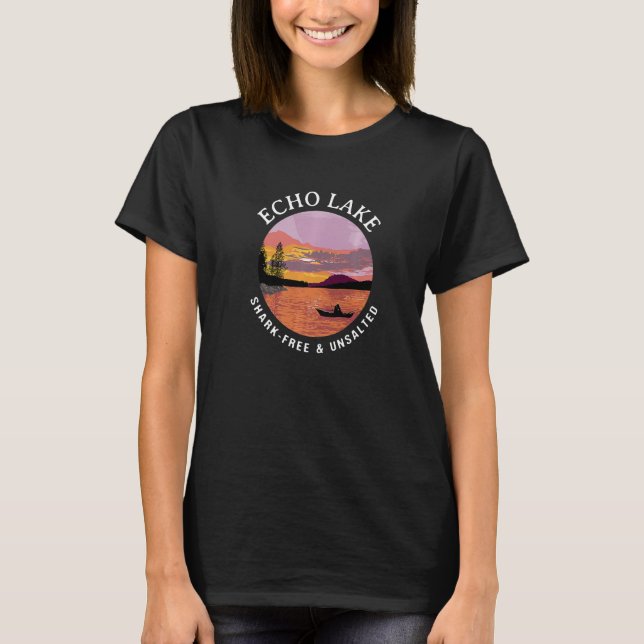 T-shirt Echo Lake Shark Free and Unsalted Kayaking Sayings (Devant)