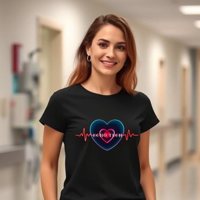 T-shirt Echo Tech | Battement de cœur | Cœur avec EKG (Echo Tech | Heartbeat | Heart with EKG T-Shirt)