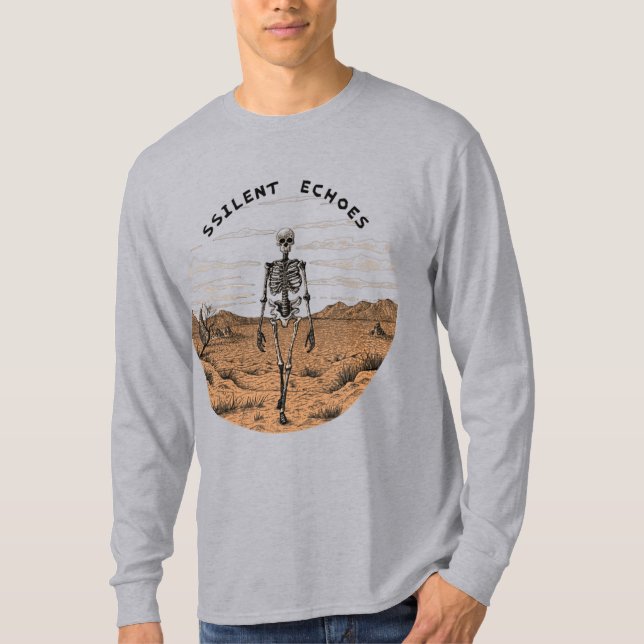 T-shirt Echoes of Silence : Un squelette qui traverse (Devant)