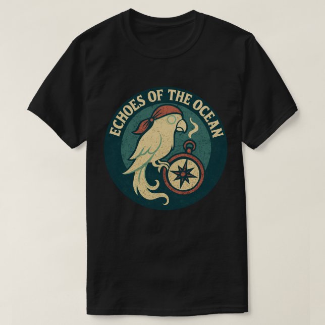 T-shirt Échos du perroquet pirate de l'océan (Design devant)