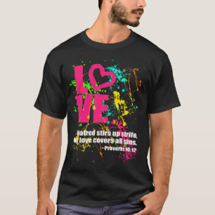 T-shirt Éclaboussure au néon de peinture de vers de bibl