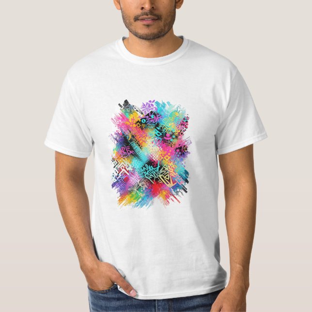 T-shirt Éclaboussure d'art urbain vibrant (Devant)