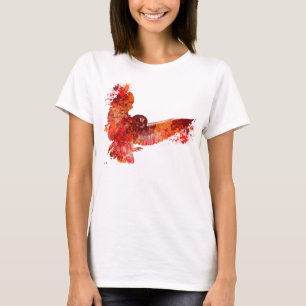 T-shirt Éclaboussure de couleur de hibou de phenix du feu