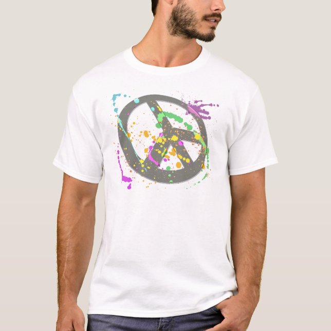 T-SHIRT ÉCLABOUSSURE DE PEINTURE DE SIGNE DE PAIX (Devant)